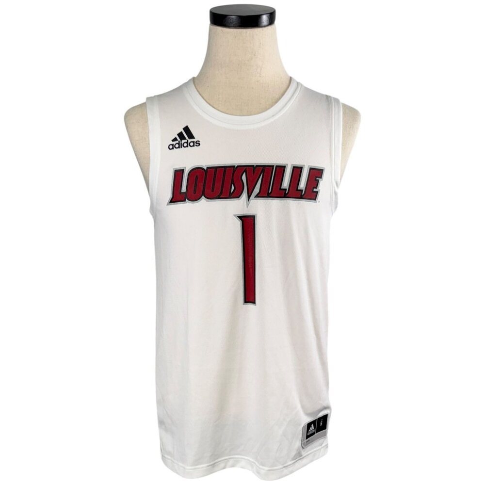 Adidas Louisville Cardinals Mens Basketball Jersey White Size S Number 1 NWT